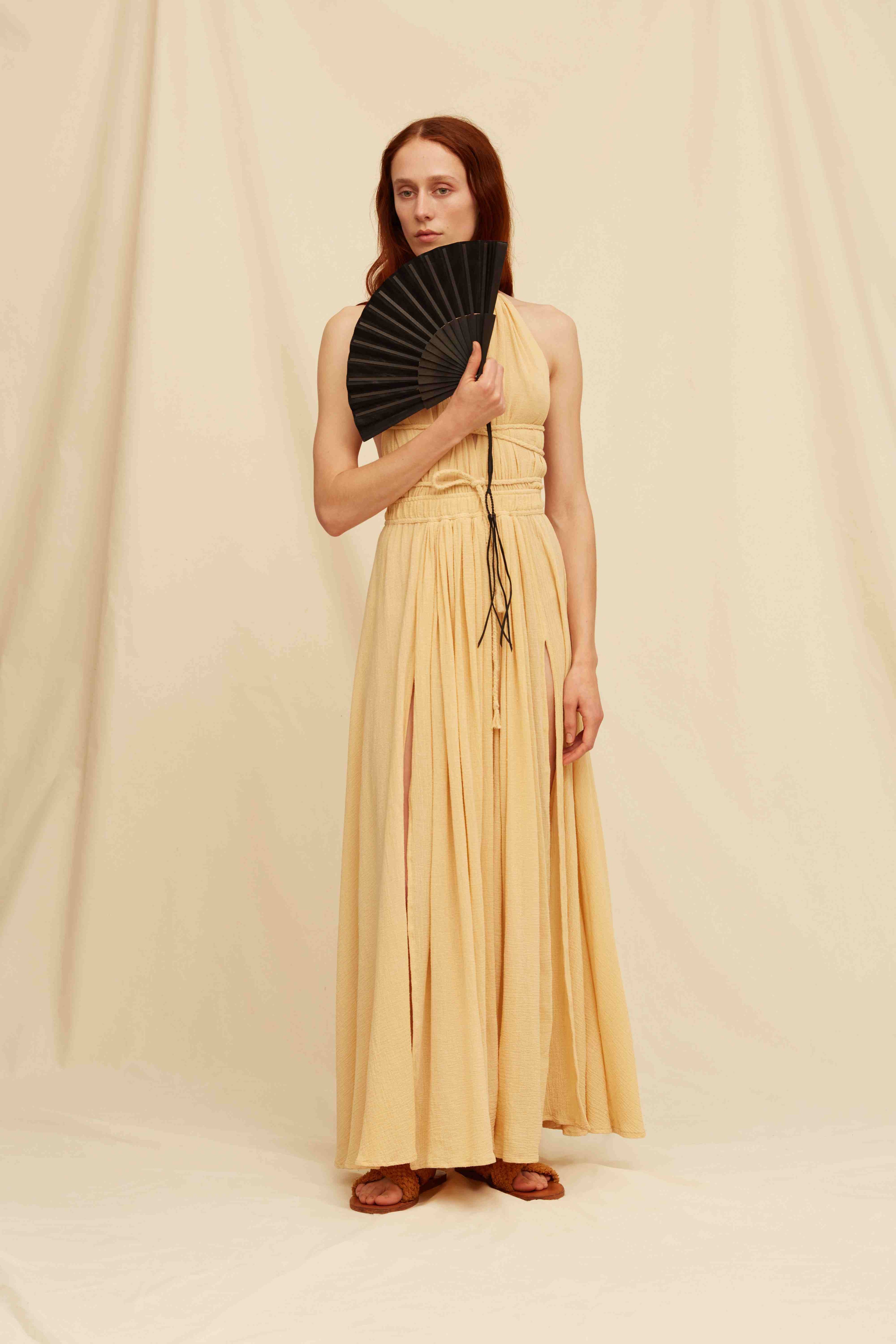 LEATHER HANDFAN - BLACK