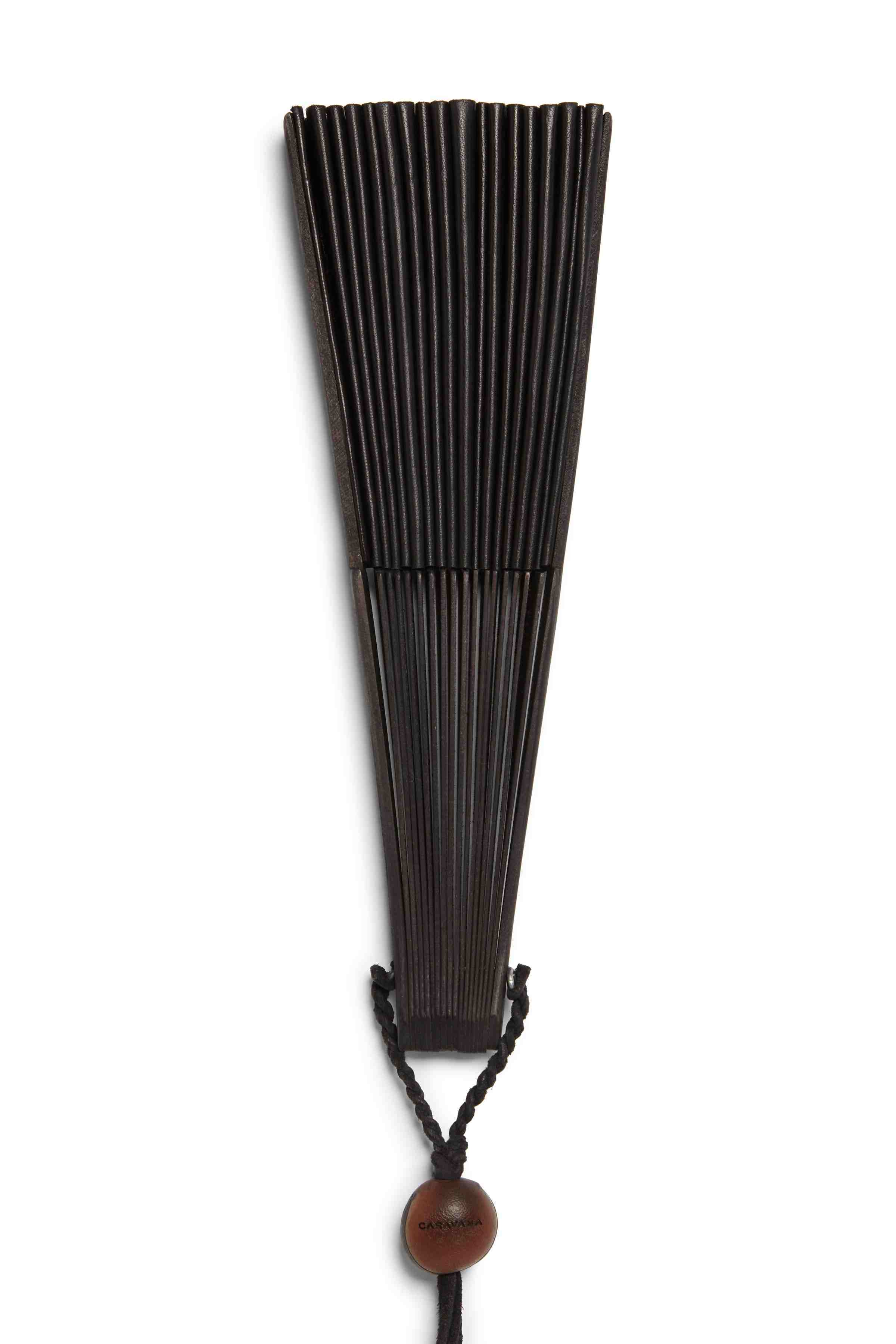 LEATHER HANDFAN - BLACK