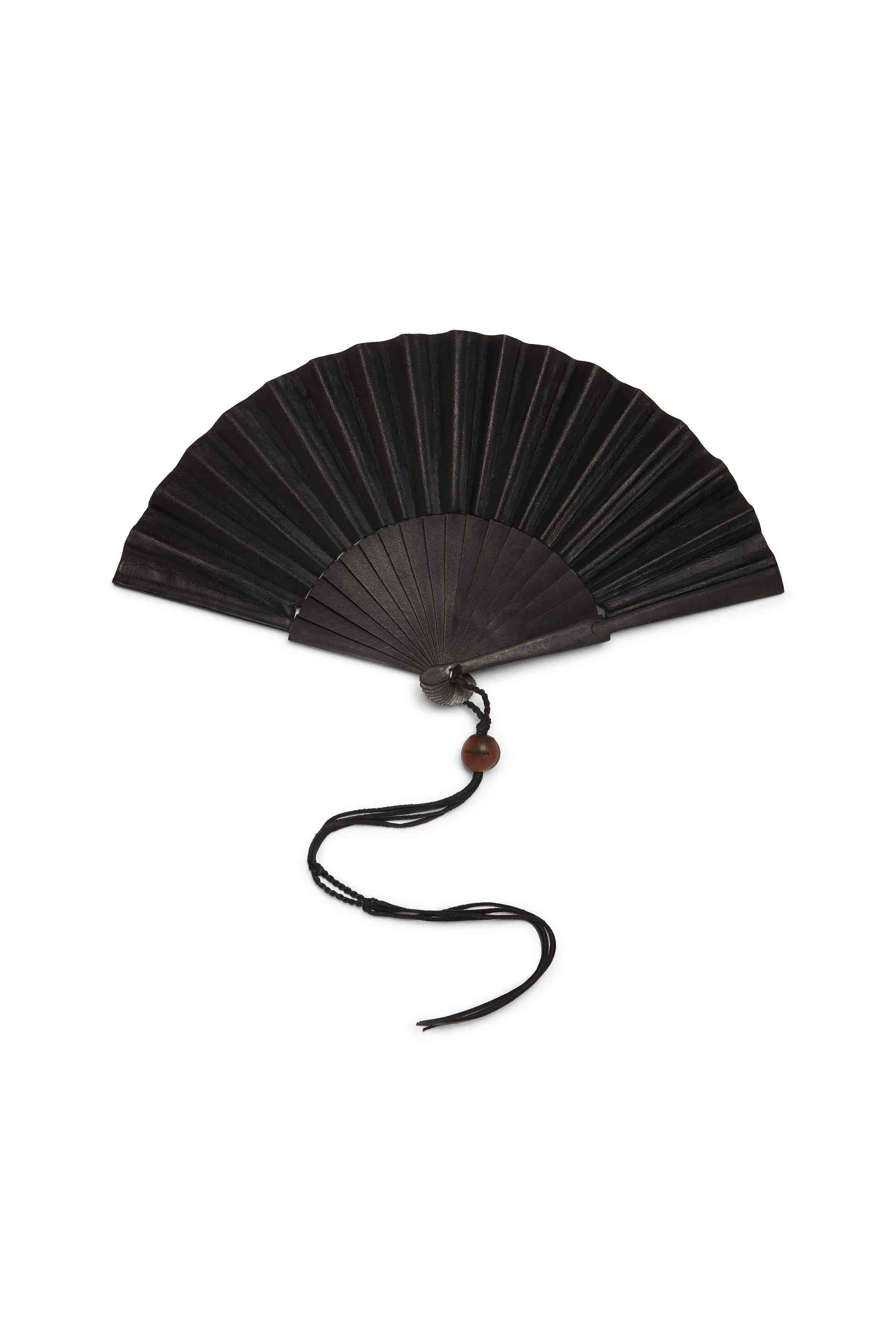 LEATHER HANDFAN - BLACK