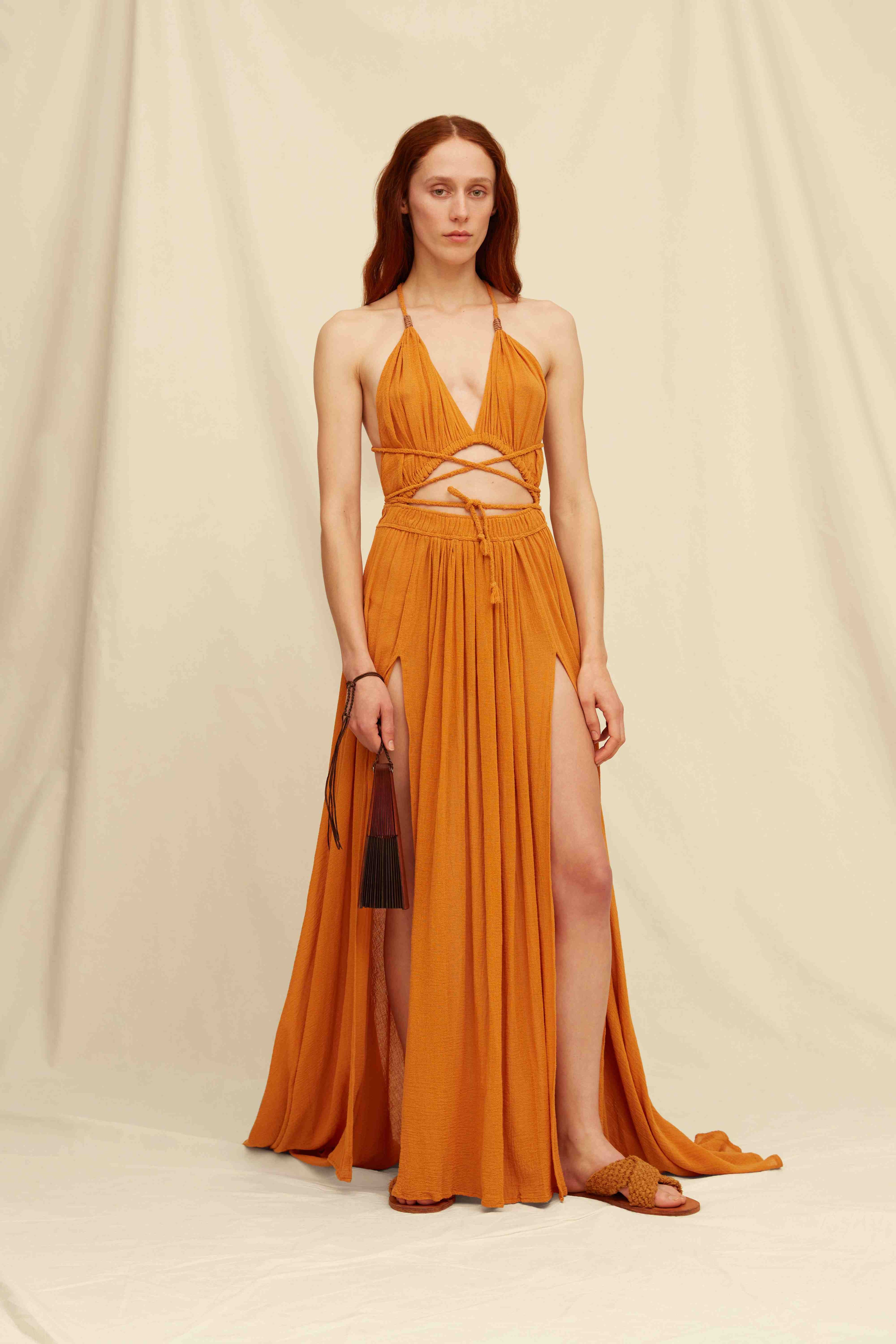 LEATHER HANDFAN - BROWN