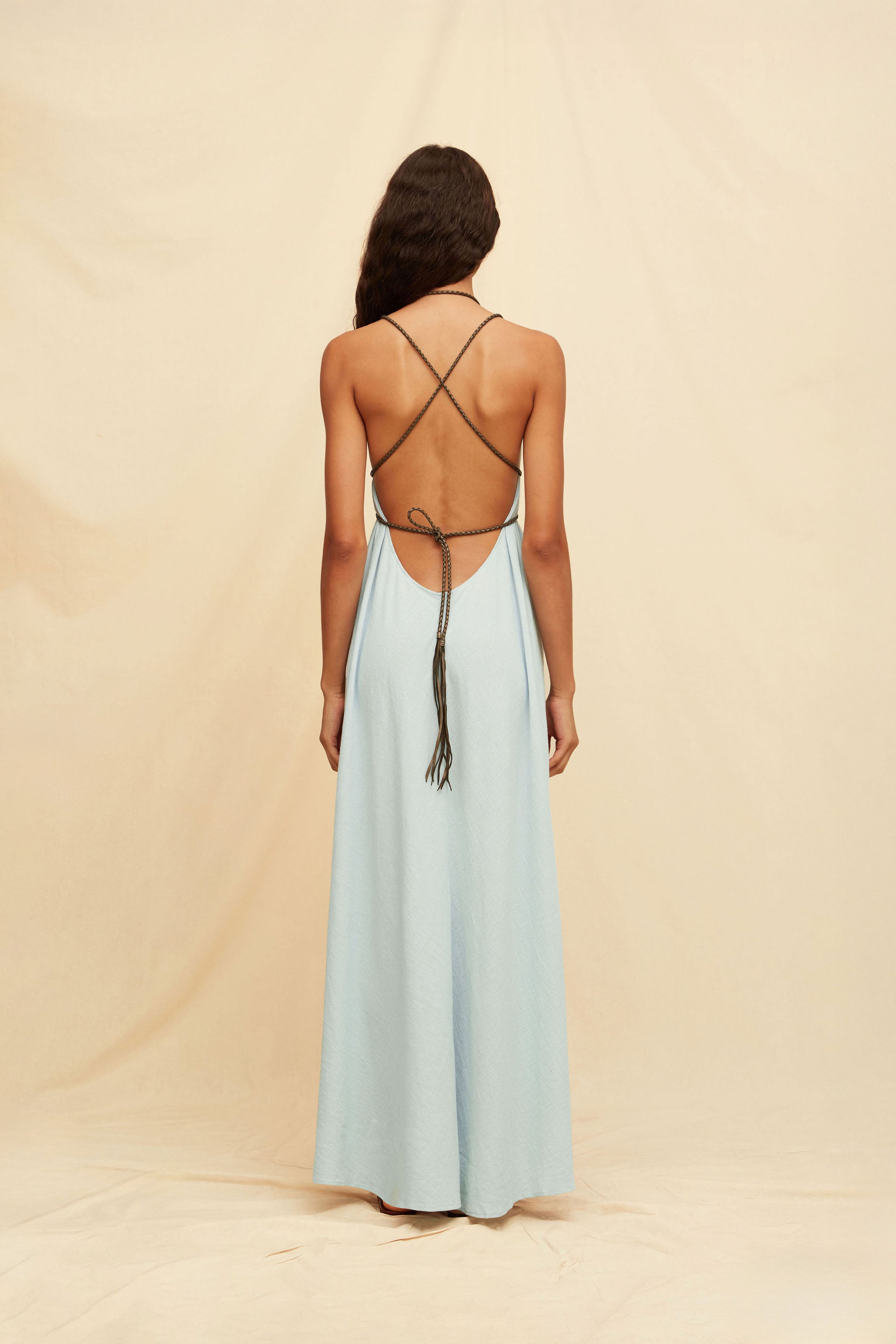 Mahahual Maxi Dress Artisanal Cotton - Ice Blue