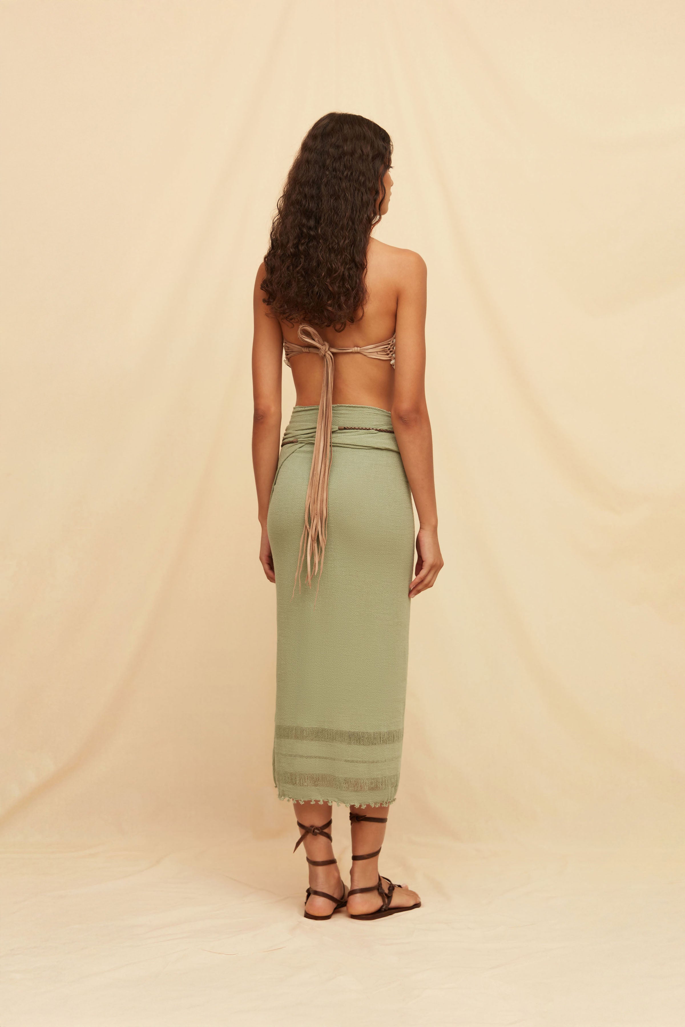 Pareo Long Leather - Sage Green