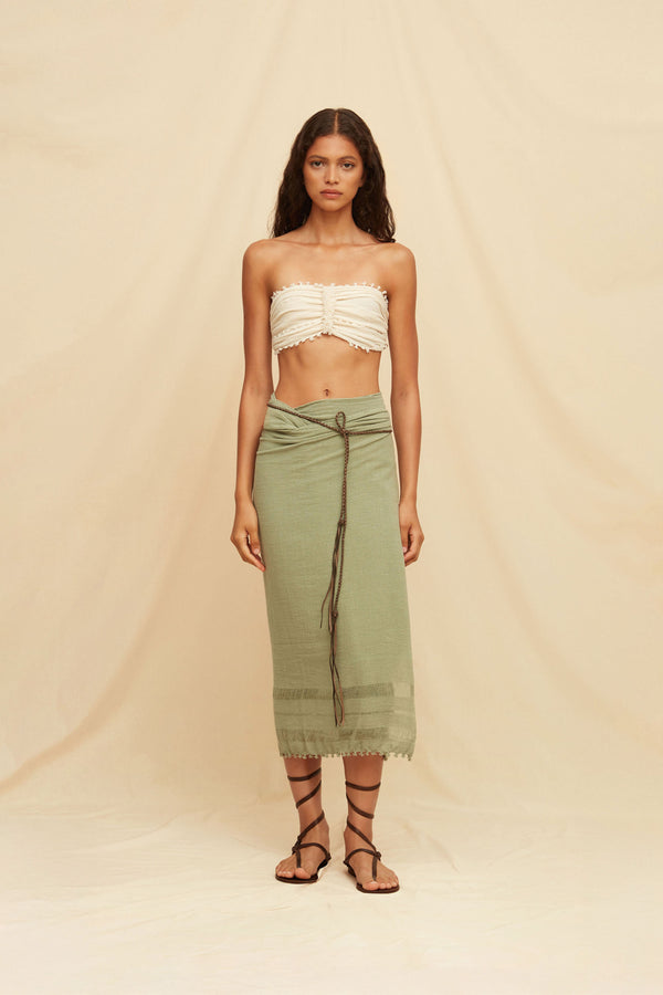 Pareo Long Leather - Sage Green