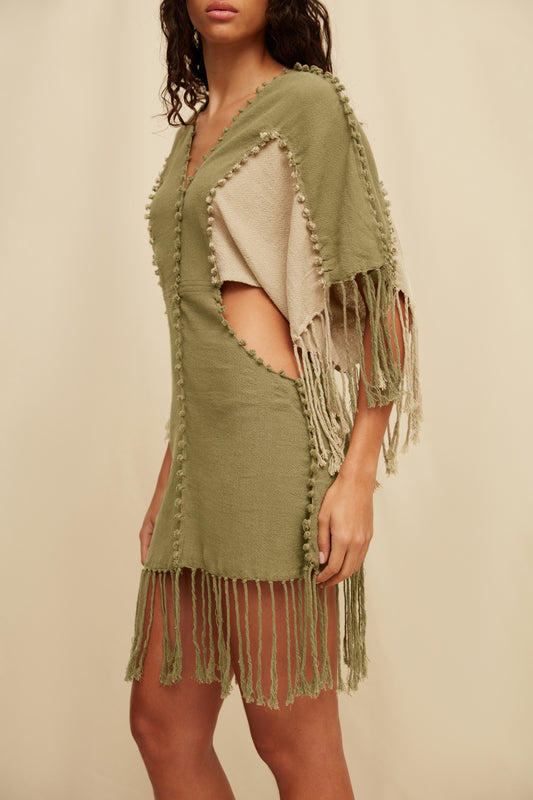 POCHIL DRESS - OLIVE / SEPIA