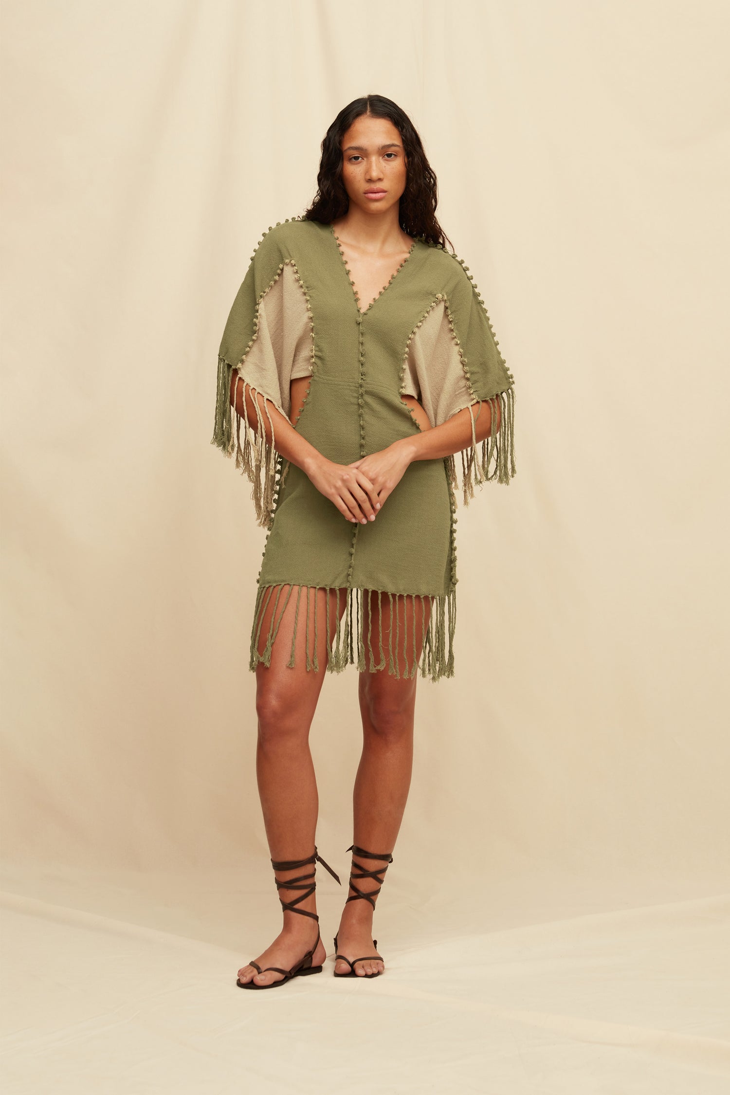 POCHIL DRESS - OLIVE / SEPIA Hover Image