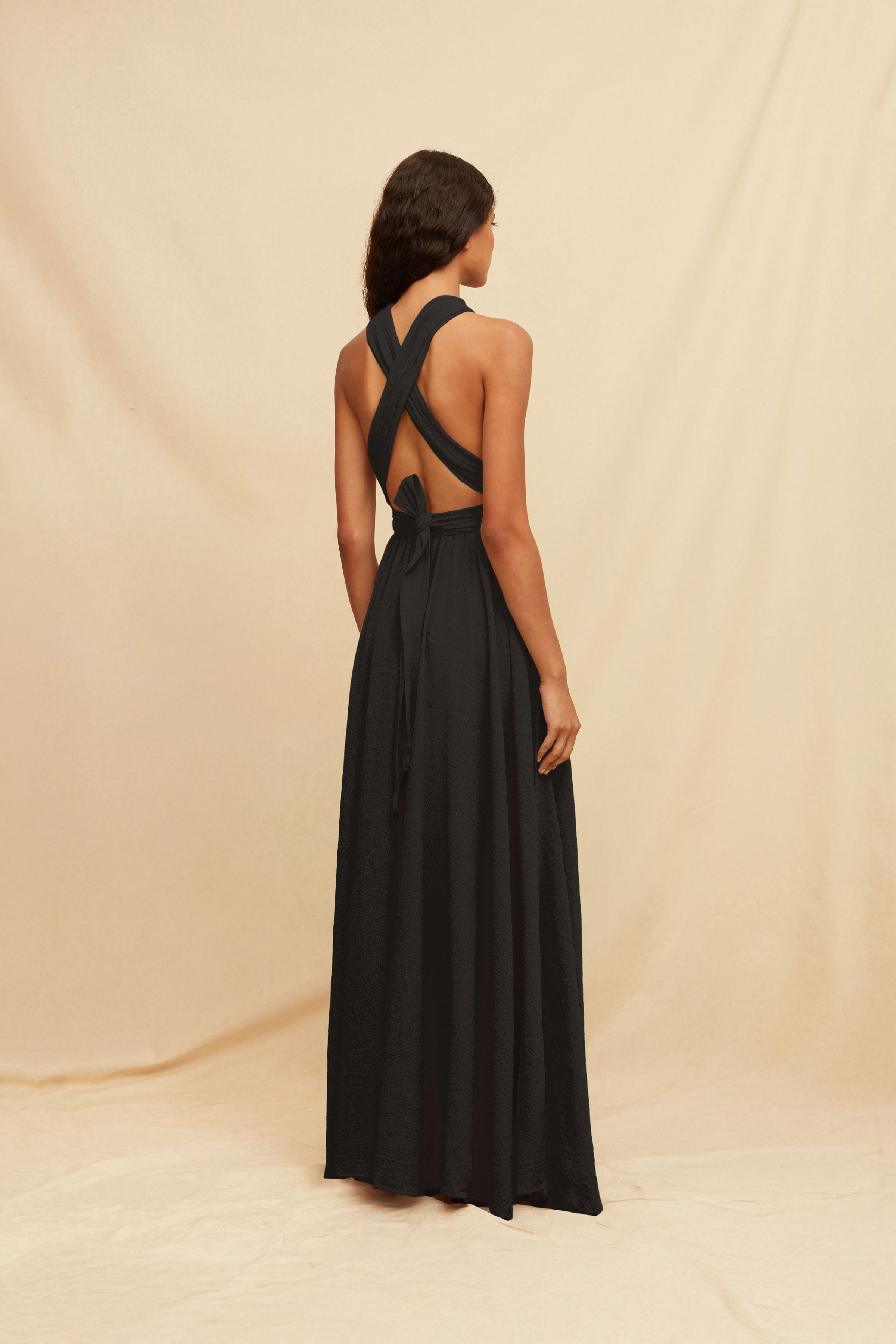 Pucte Maxi Dress Artisanal Cotton - Black