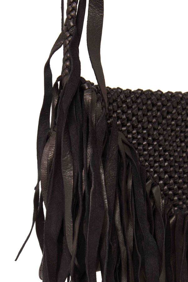 Xiica Bag Macramé Leather - Black