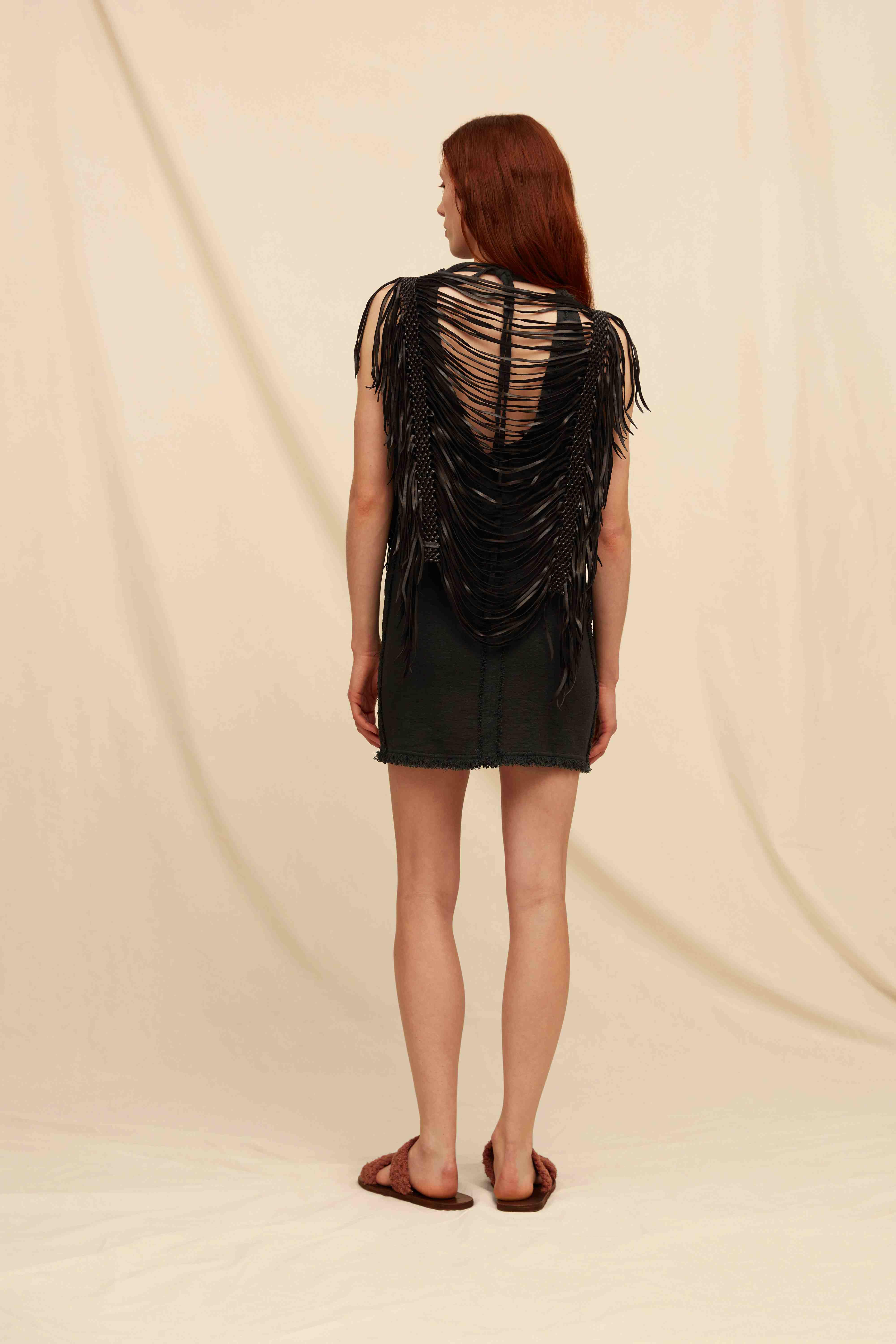 Xuxcab Top Macramé Leather - Black