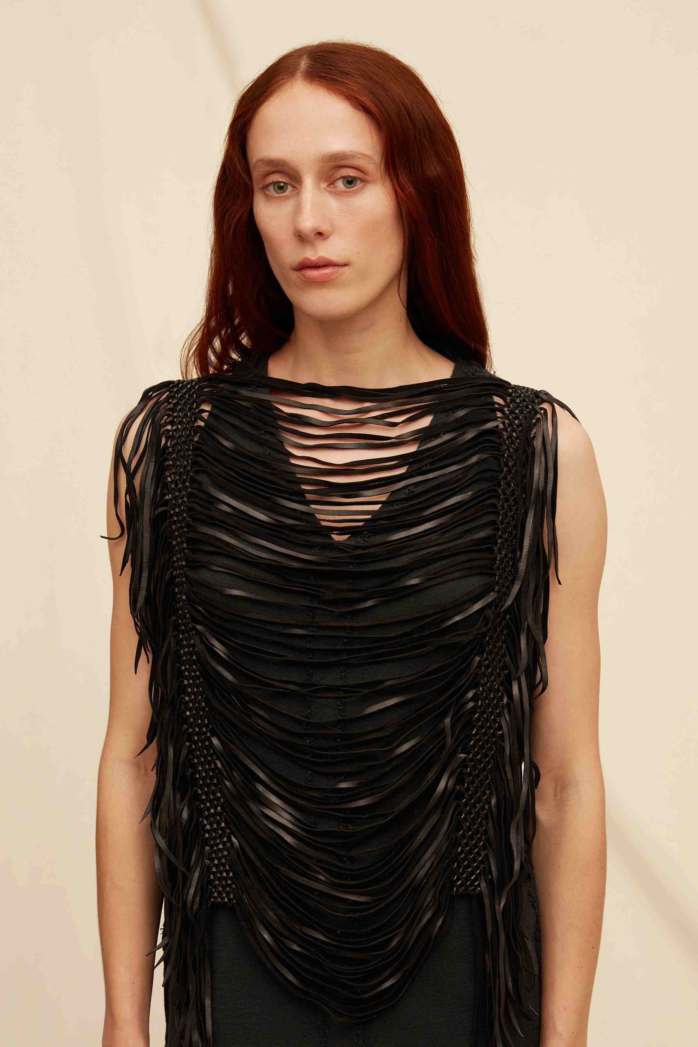 Xuxcab Top Macramé Leather - Black