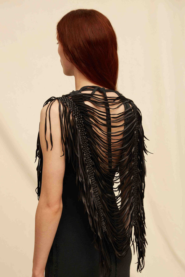 Xuxcab Top Macramé Leather - Black
