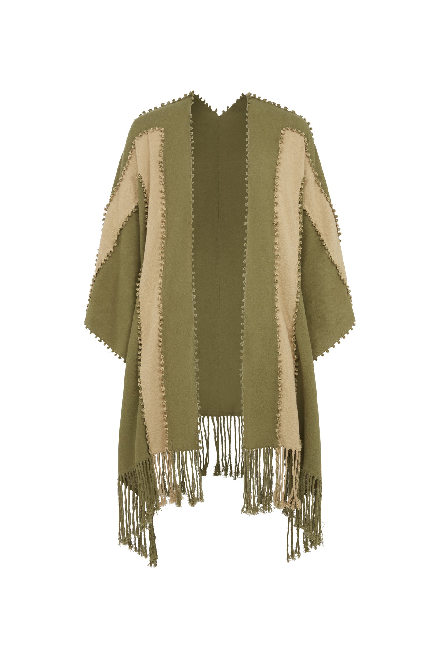 YALCHEN KNOTS LINES CAPE - OLIVE / SEPIA Product Image