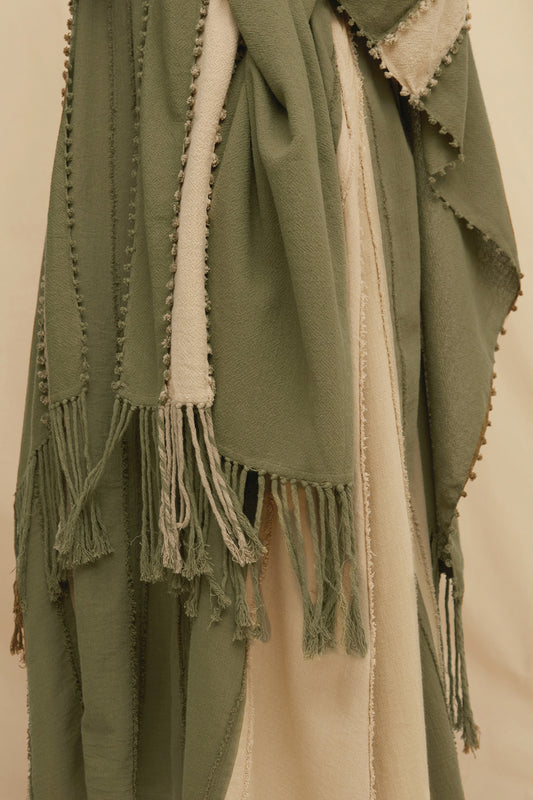YALCHEN KNOTS LINES CAPE - OLIVE / SEPIA
