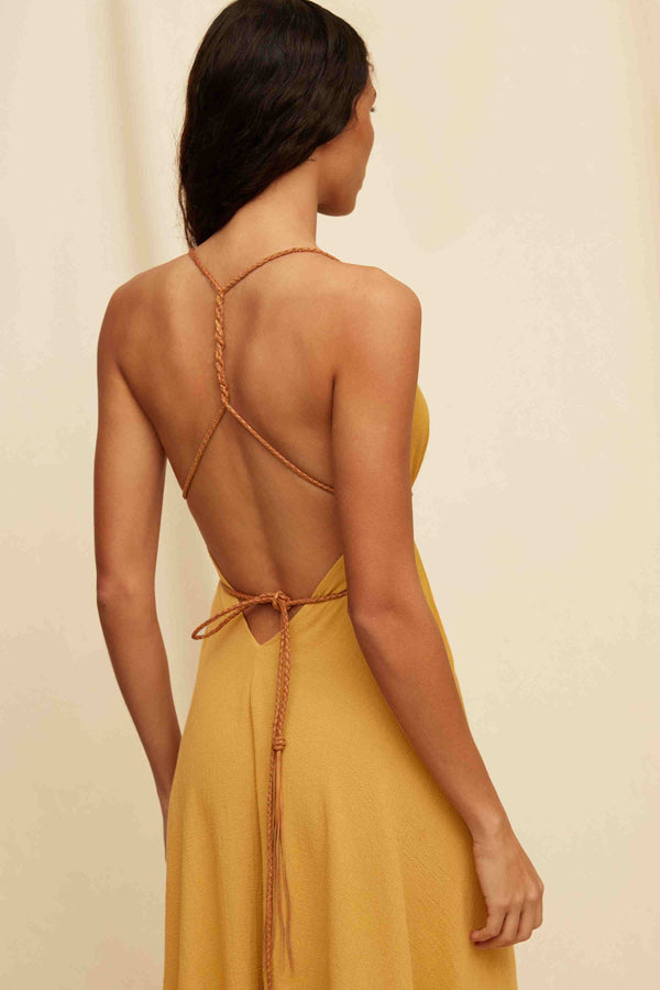 Yatzil Dress Artisanal Cotton - Mustard