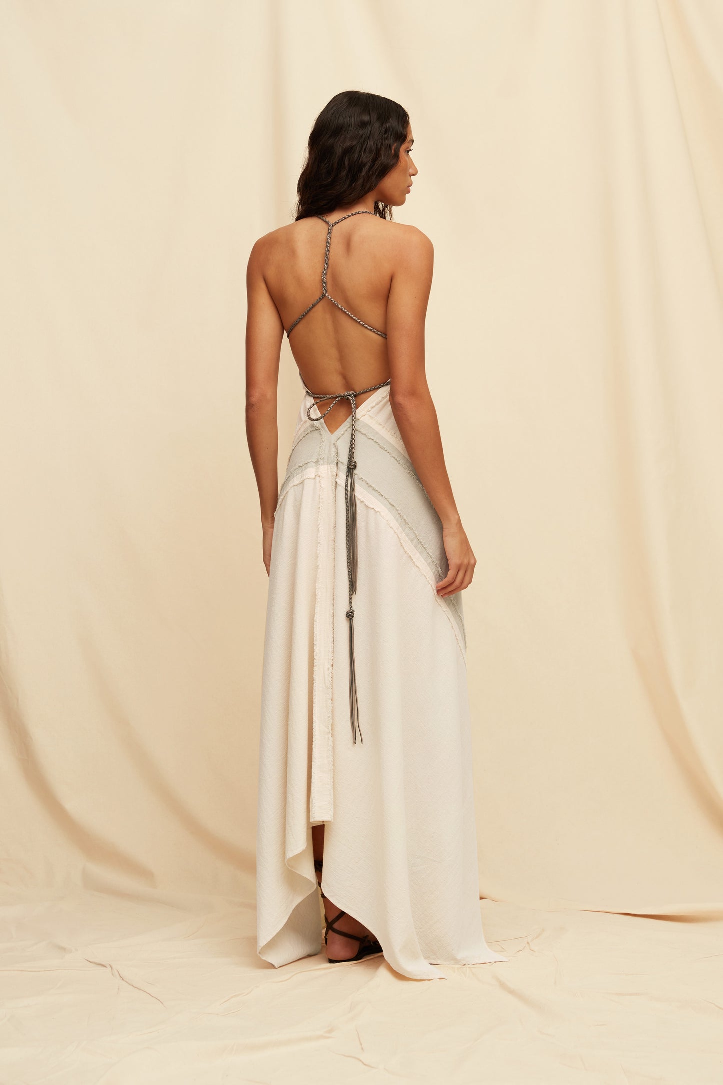 YATZIL LINES DRESS - QUIET GREY / NATURAL