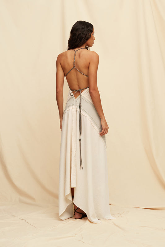 YATZIL LINES DRESS - QUIET GREY / NATURAL