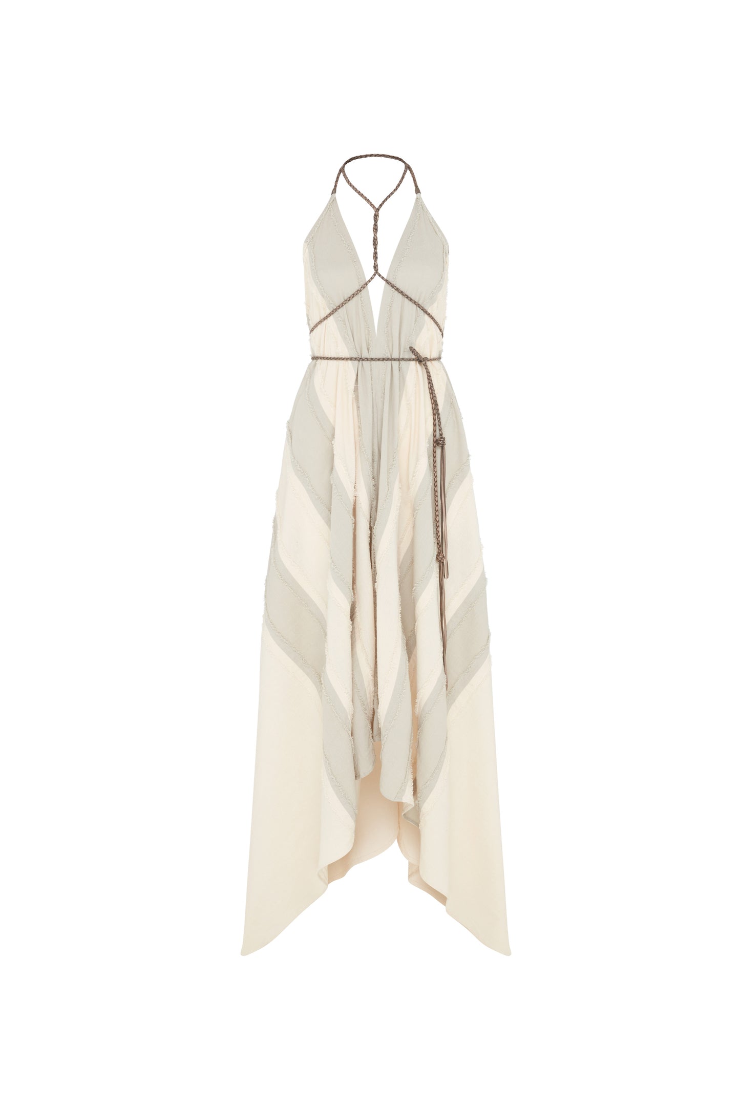 YATZIL LINES DRESS - QUIET GREY / NATURAL