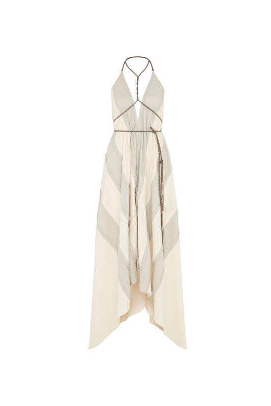 YATZIL LINES DRESS - QUIET GREY / NATURAL