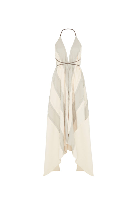 YATZIL LINES DRESS - QUIET GREY / NATURAL