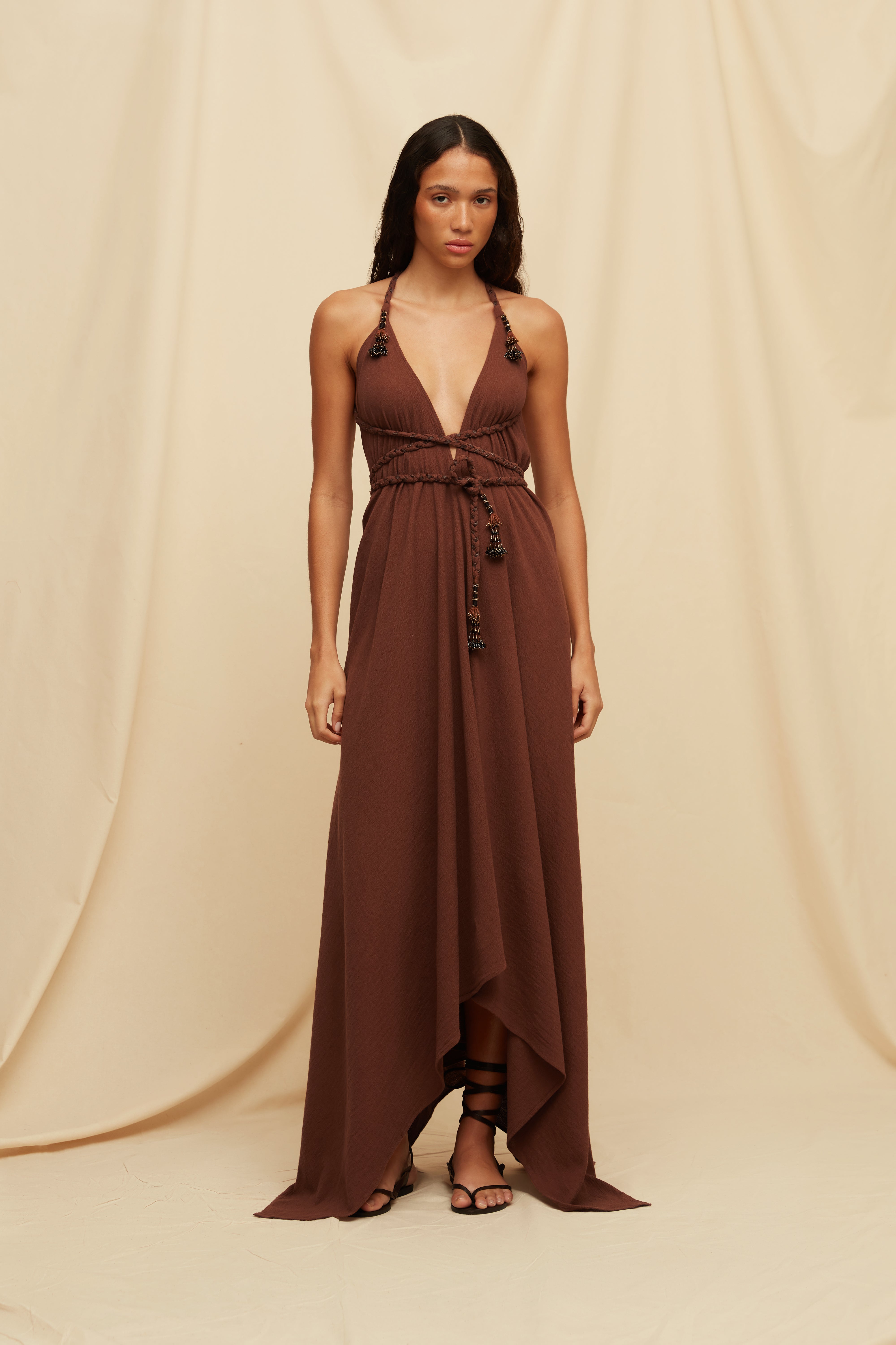 Yatzil Tassle Dress Artisanal Cotton - Madera