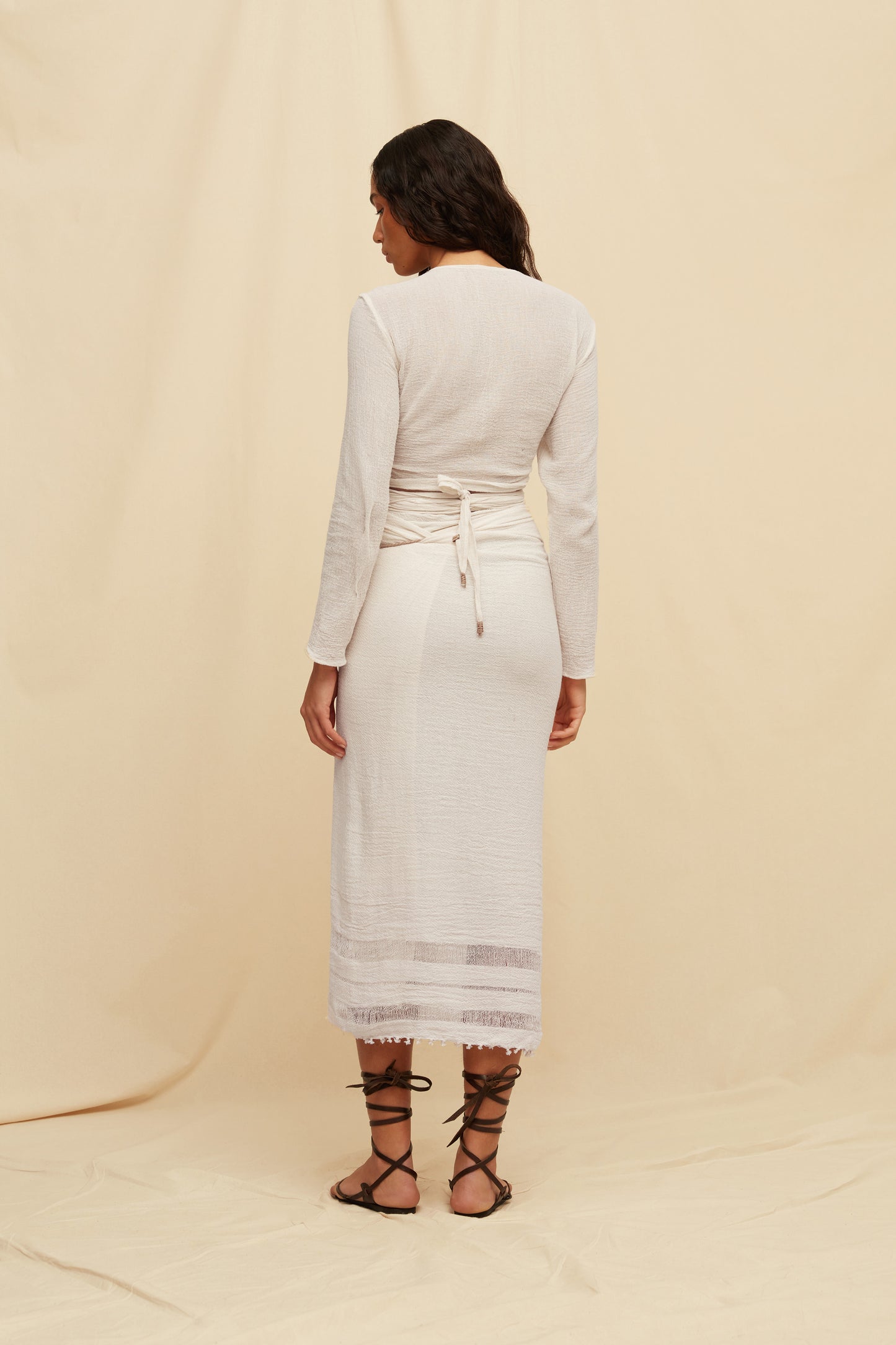 PAREO LEATHER LONG - NATURAL