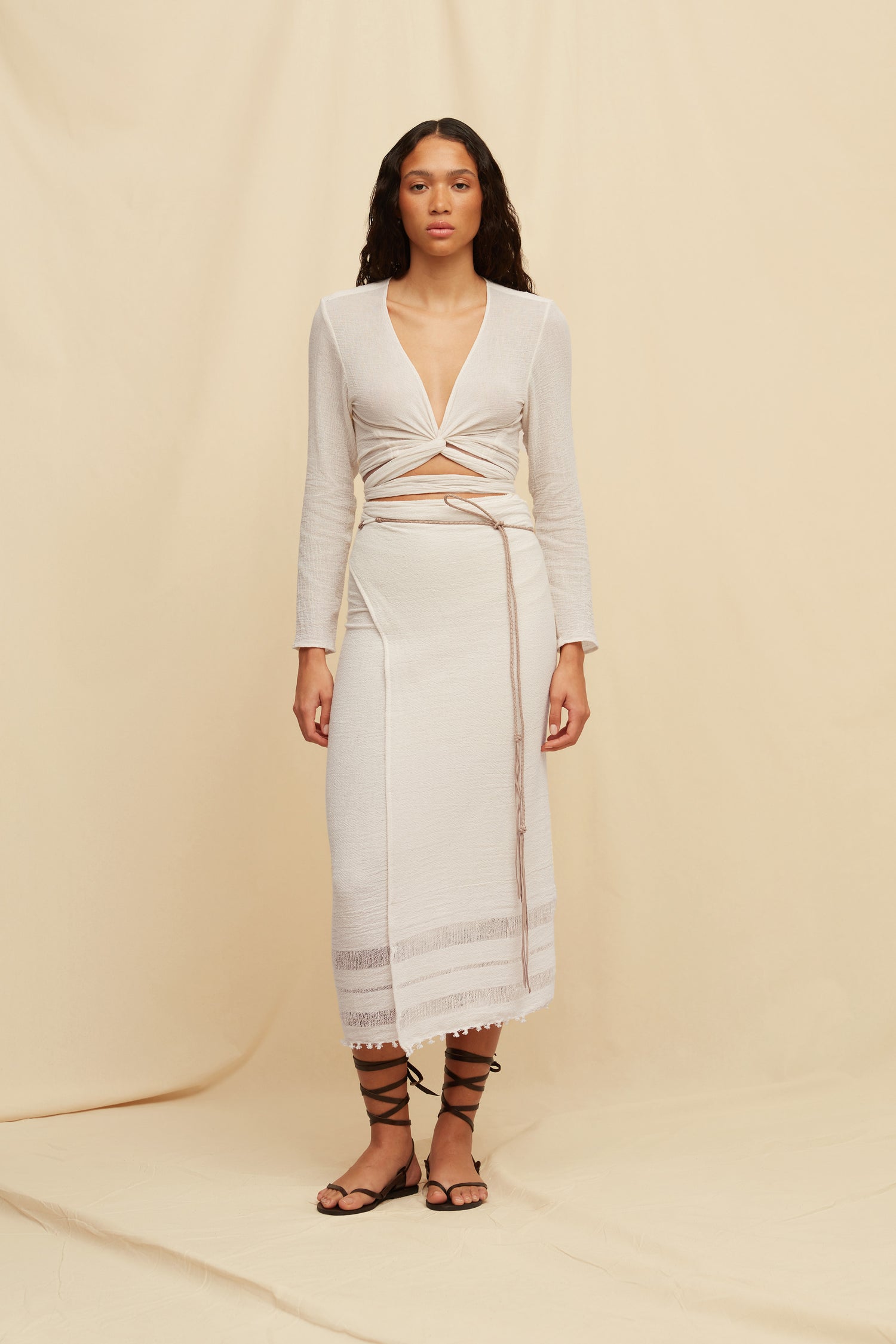 PAREO LEATHER LONG - NATURAL Hover Image
