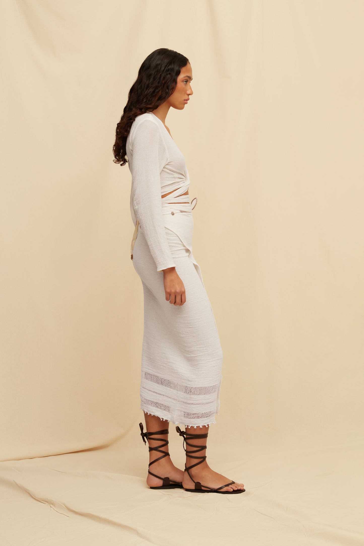 PAREO LEATHER LONG - NATURAL