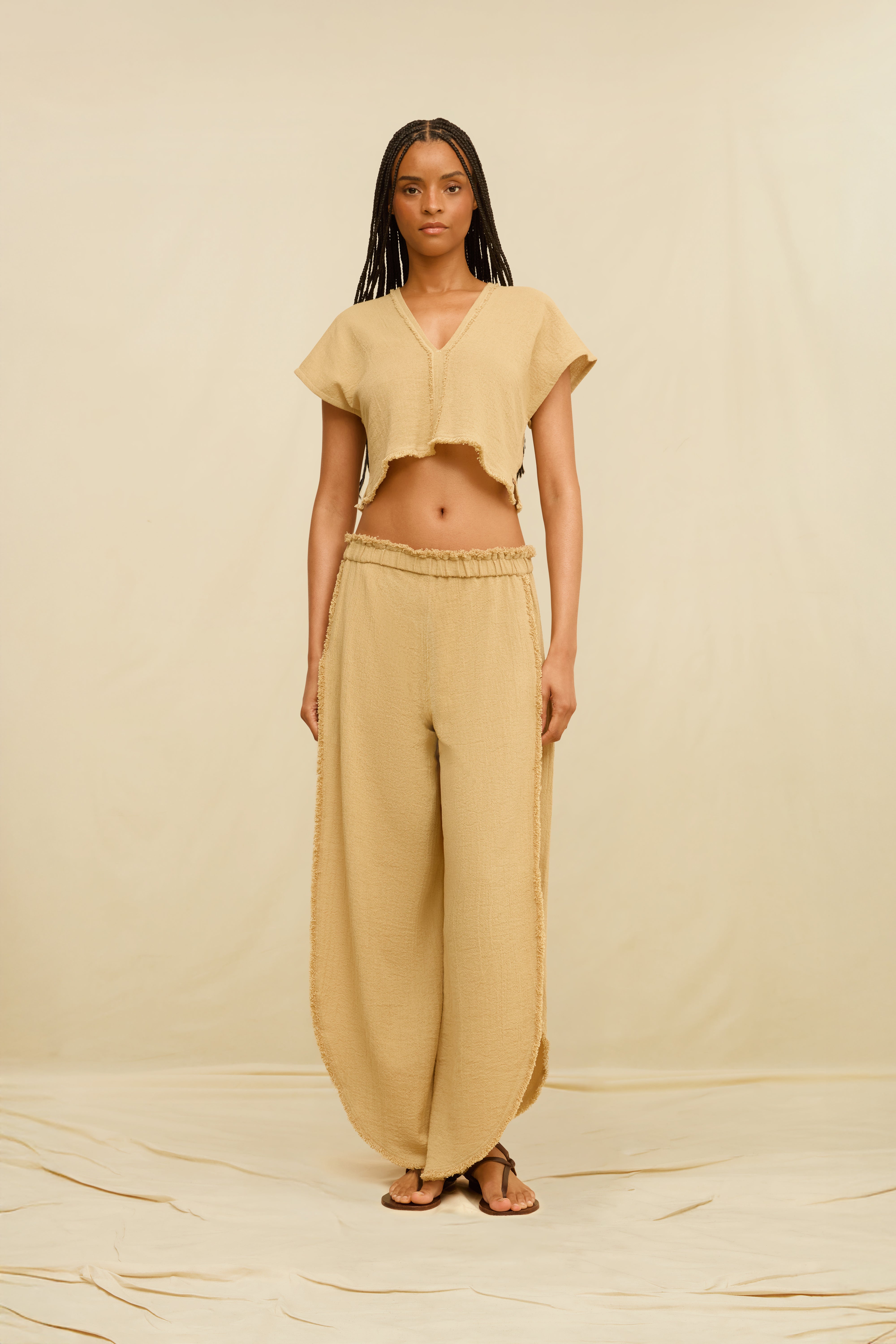Amro Top Artisanal Cotton Jute - Sepia