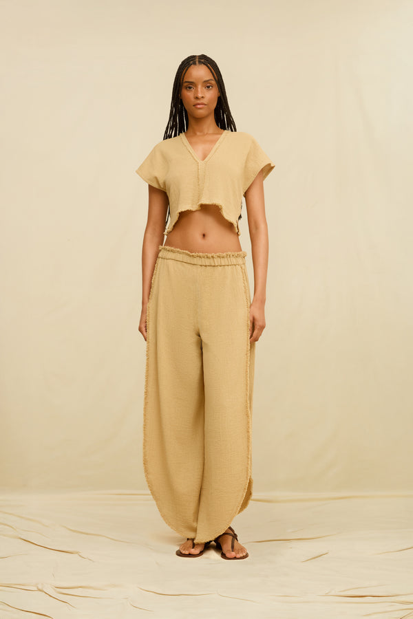 Amro Top Artisanal Cotton Jute - Sepia