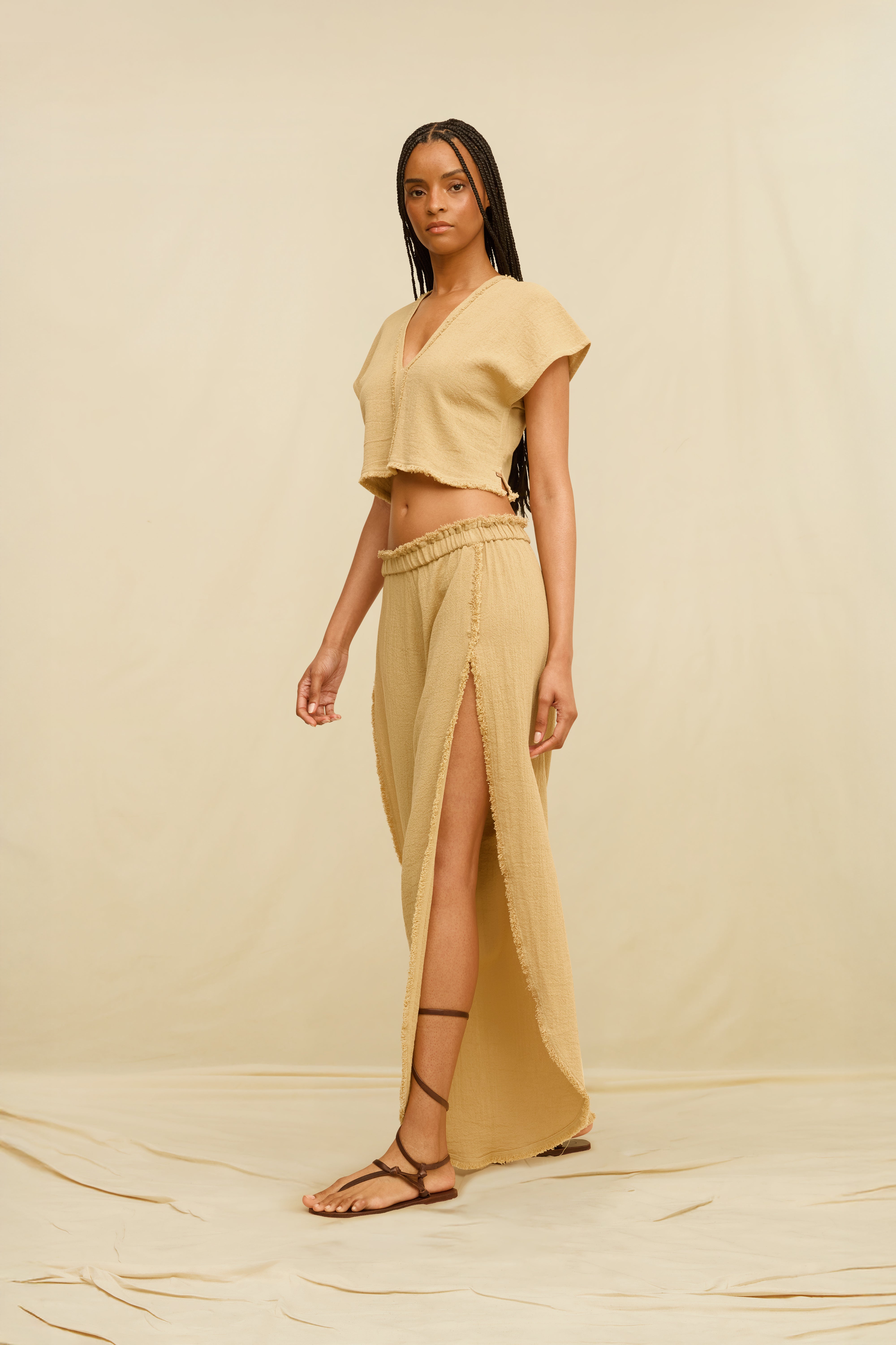 Amro Top Artisanal Cotton Jute - Sepia