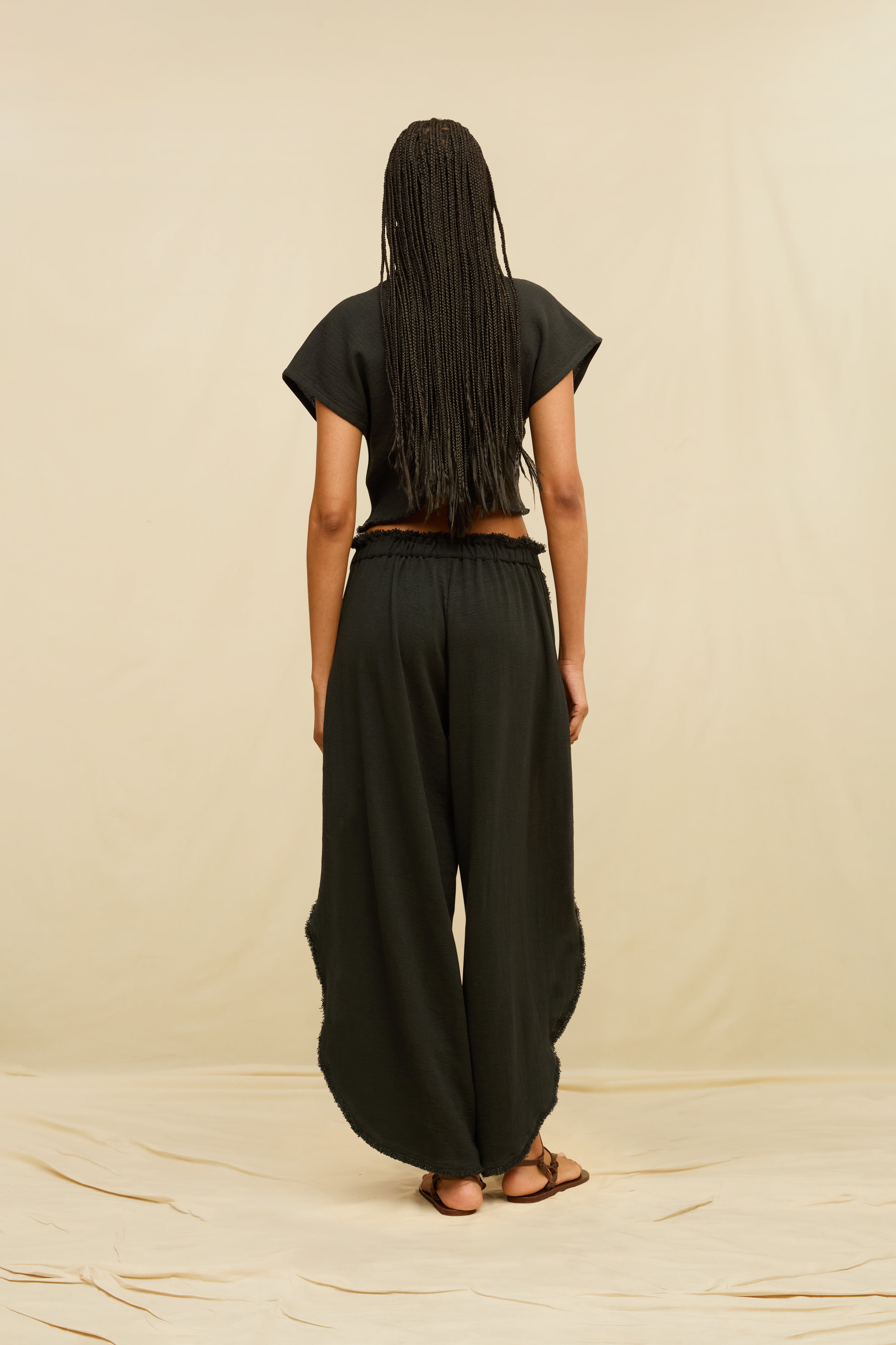 Amro Cropped Top Cotton Jute - Black