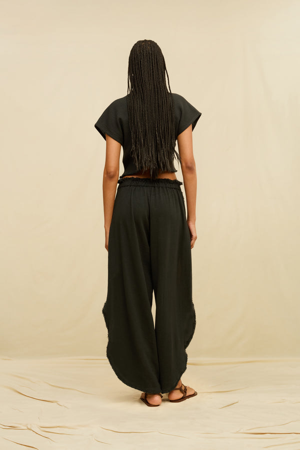 Amro Cropped Top Cotton Jute - Black
