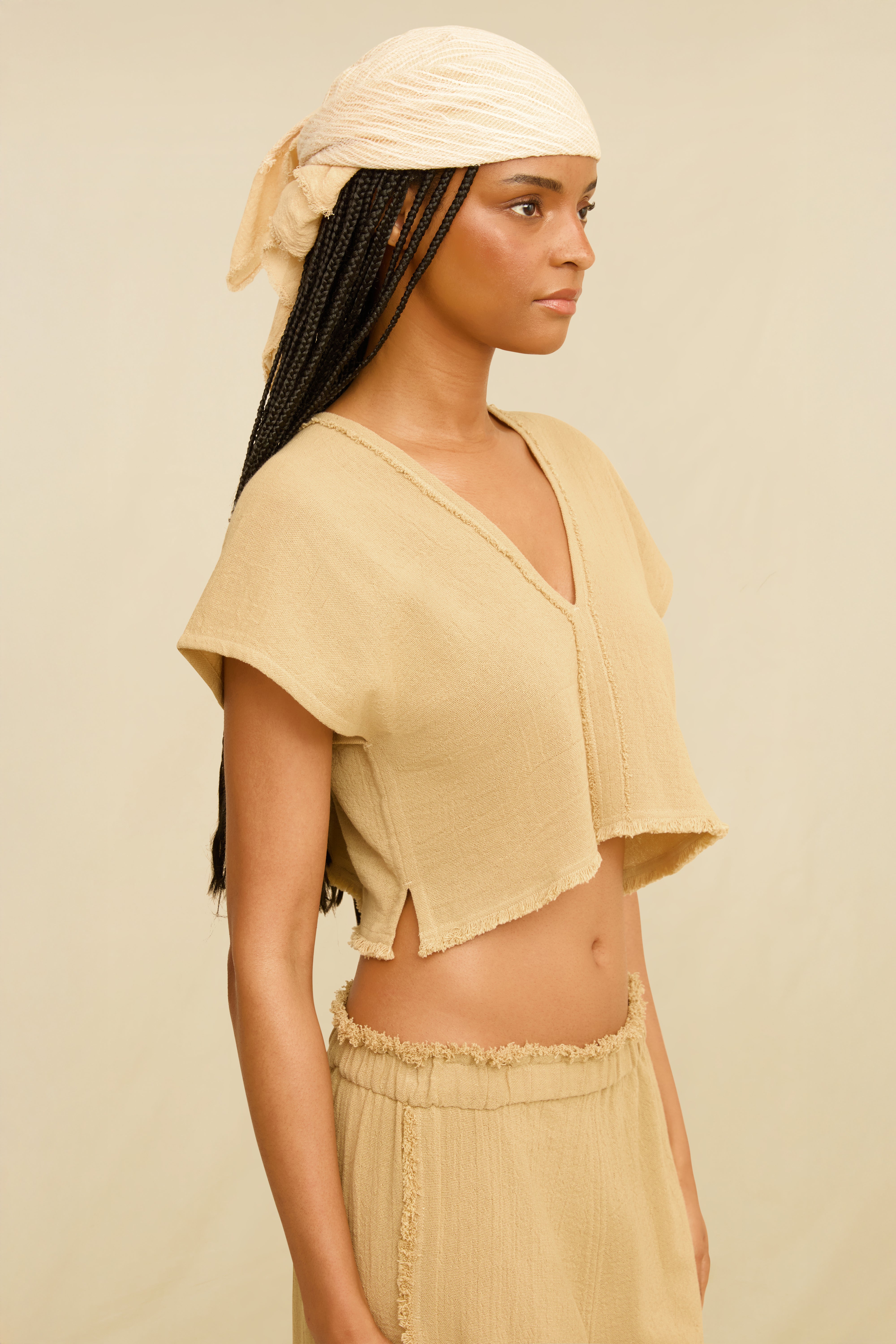 Chel Scarf Cotton Gauze - Almond Milk / Natural
