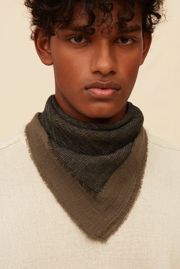 Chel Scarf Cotton Gauze - Volcanic Grey / Black