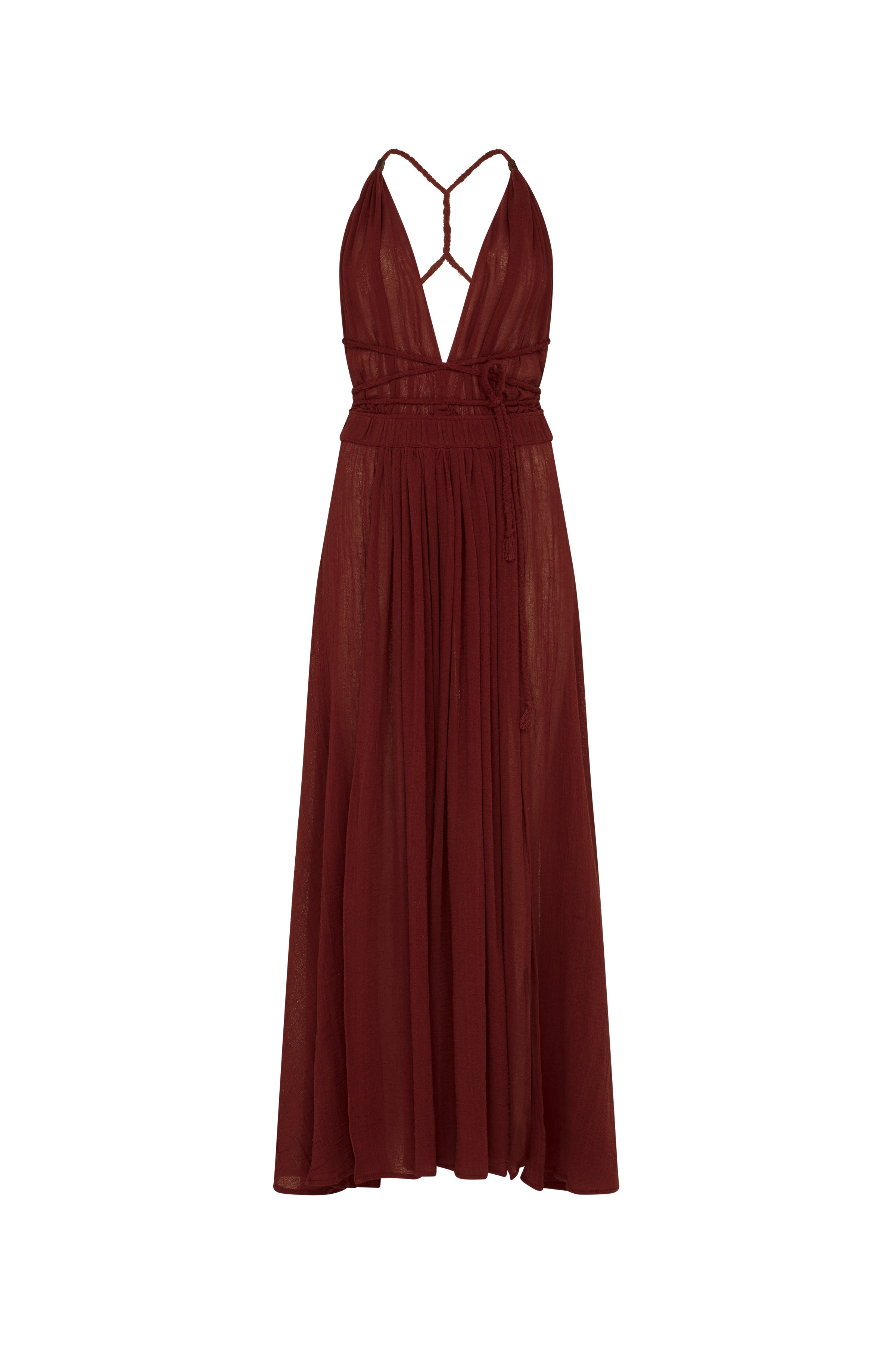 HERA GAUZE DRESS - RUBY WINE