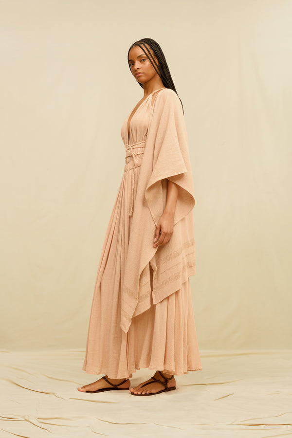 Ikal Cape Artisanal Cotton Jute - Antique Rose