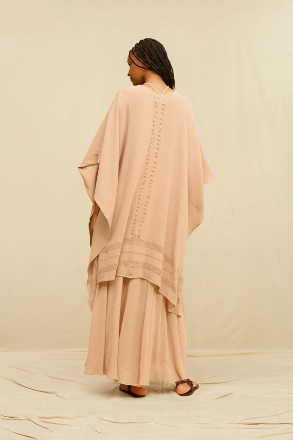 Ikal Cape Artisanal Cotton Jute - Antique Rose