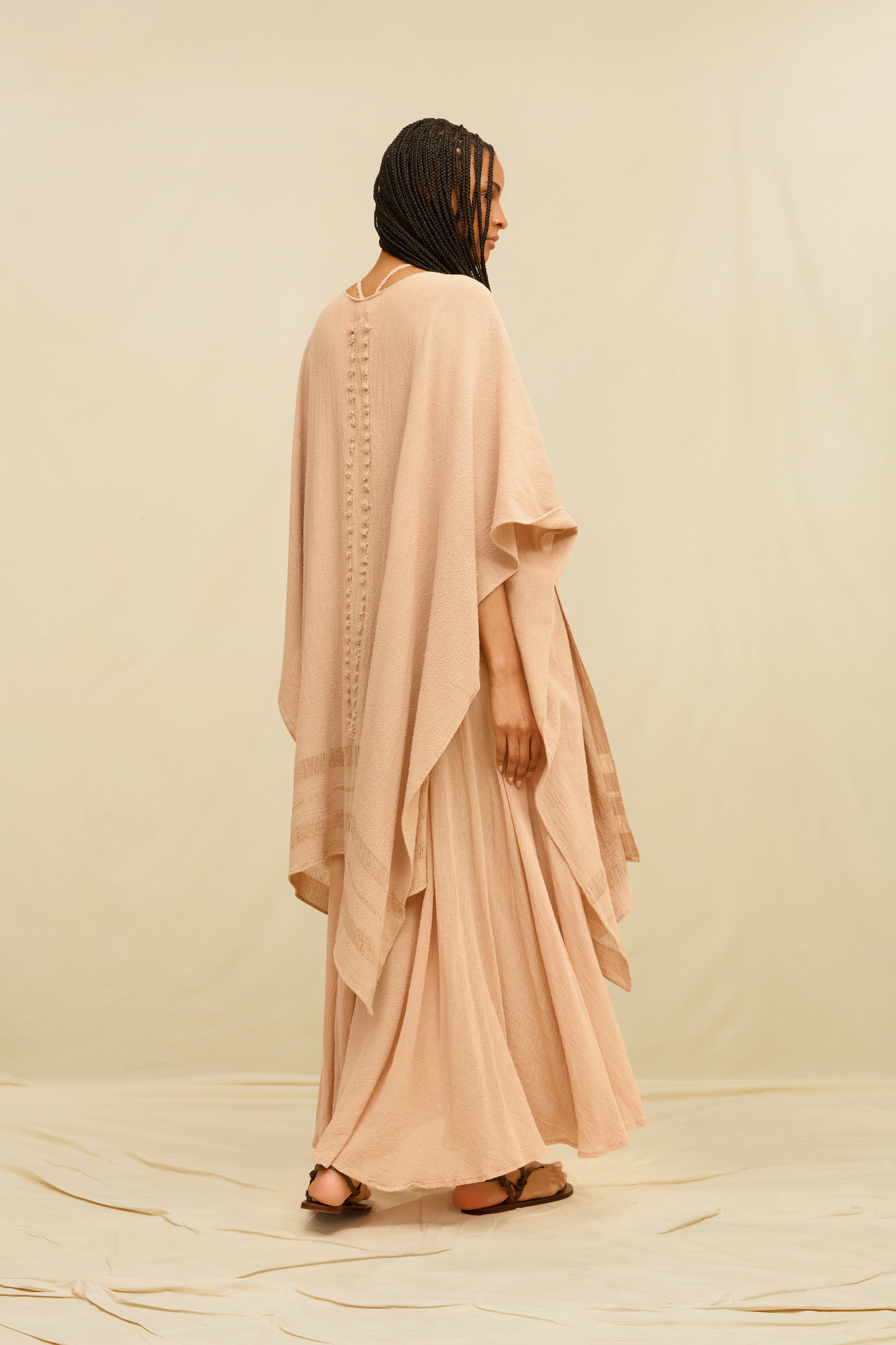 Ikal Cape Artisanal Cotton Jute - Antique Rose