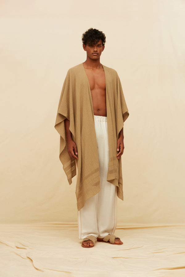 Ikal Cape Artisanal Cotton Jute - Sepia