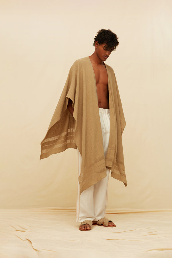 Ikal Cape Artisanal Cotton Jute - Sepia
