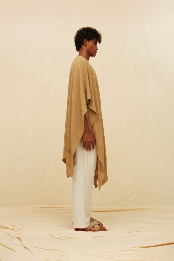 Ikal Cape Artisanal Cotton Jute - Sepia