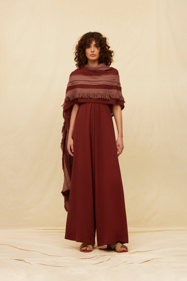 NATIK SCARF - RUBY WINE / ROSE BROWN