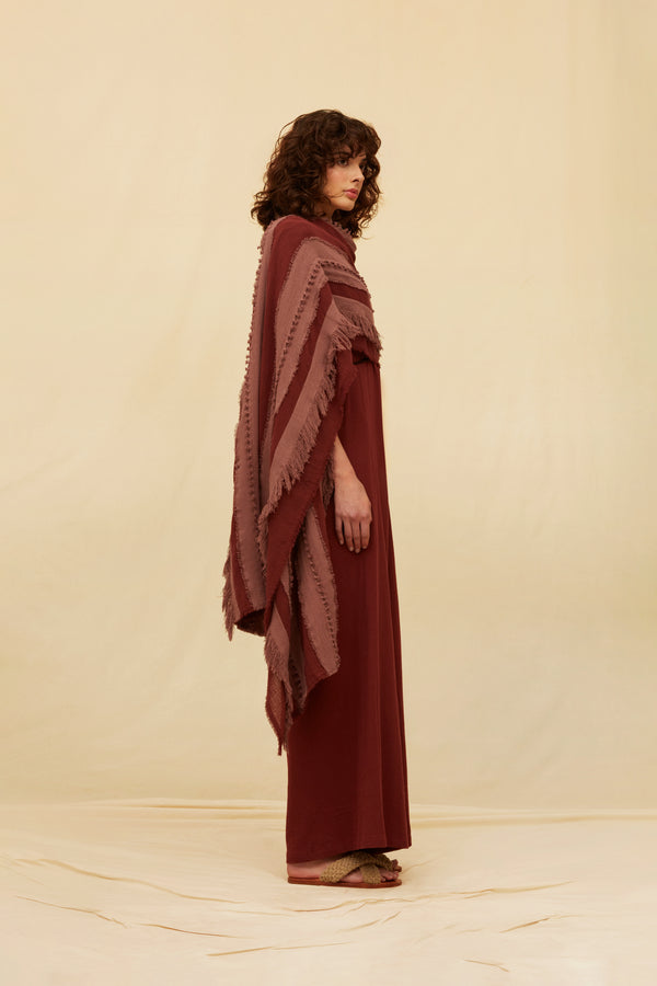 Natik Scarf Artisanal Cotton - Ruby Wine / Rose Brown