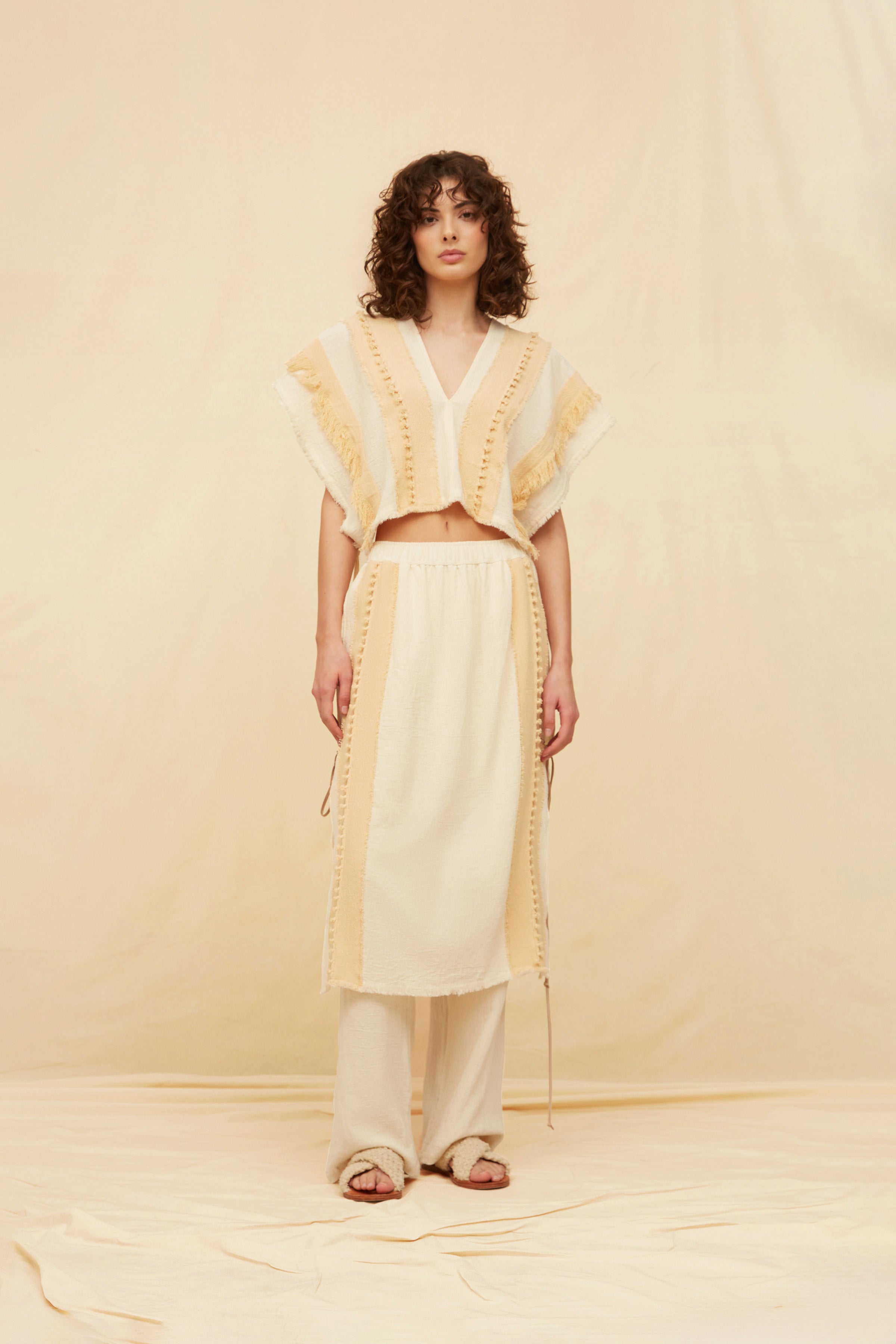 Sahel Top Cotton Jute - Natural / Almond Milk