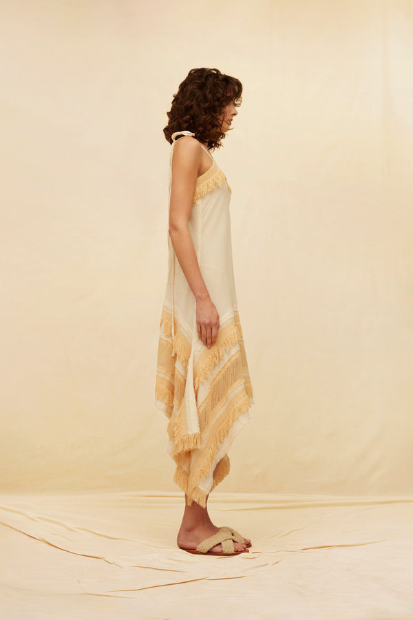 Vala Dress Artisanal Cotton - Natural / Almond