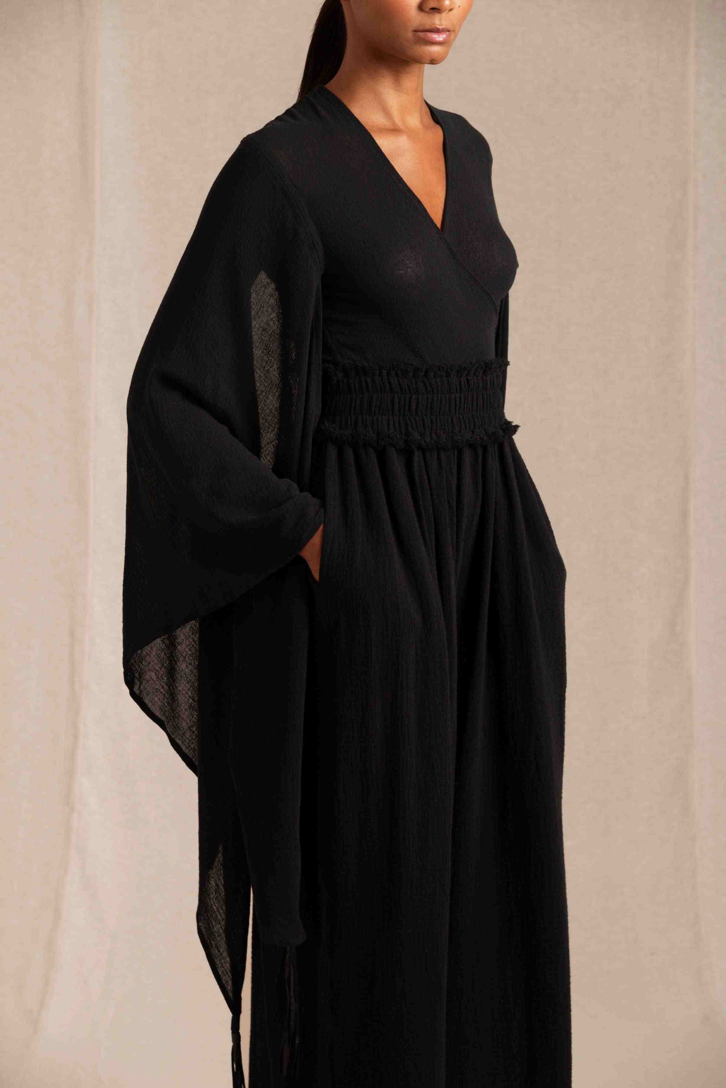 Ahumkal Top Cotton Gauze - Black