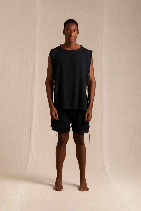 Aris Shirt Cotton Jute - Black