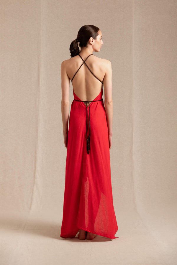 Ayikal Dress Cotton Gauze - Scarlet