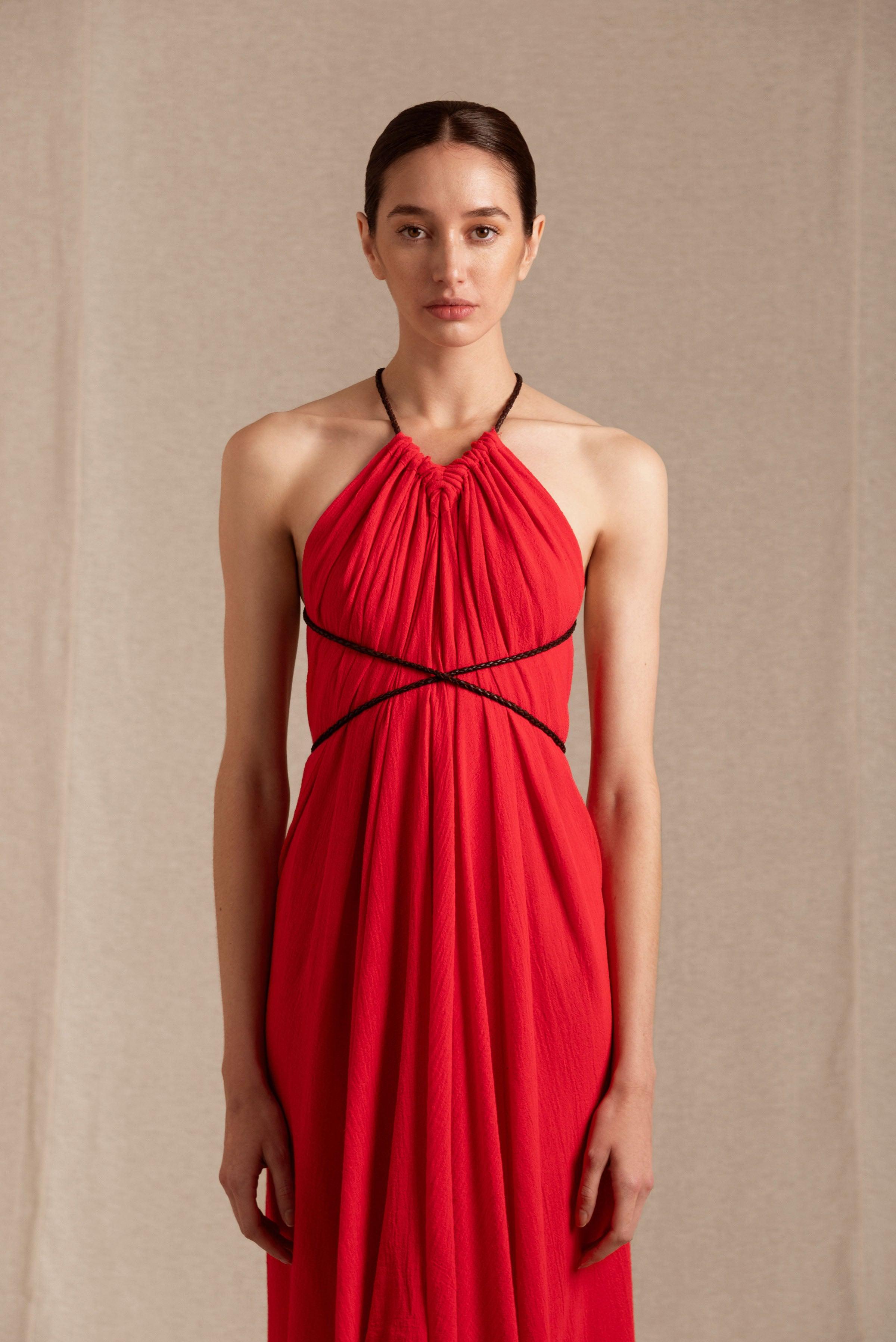 AYIKAL DRESS - SCARLET