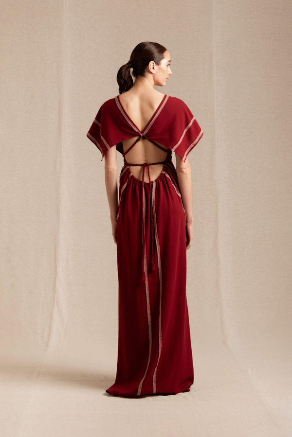Bayat Dress Artisanal Cotton - Cherry / Desert Rose