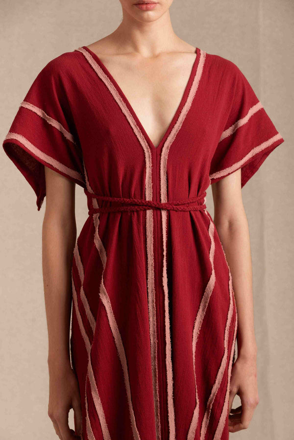 Bayat Dress Artisanal Cotton - Cherry / Desert Rose